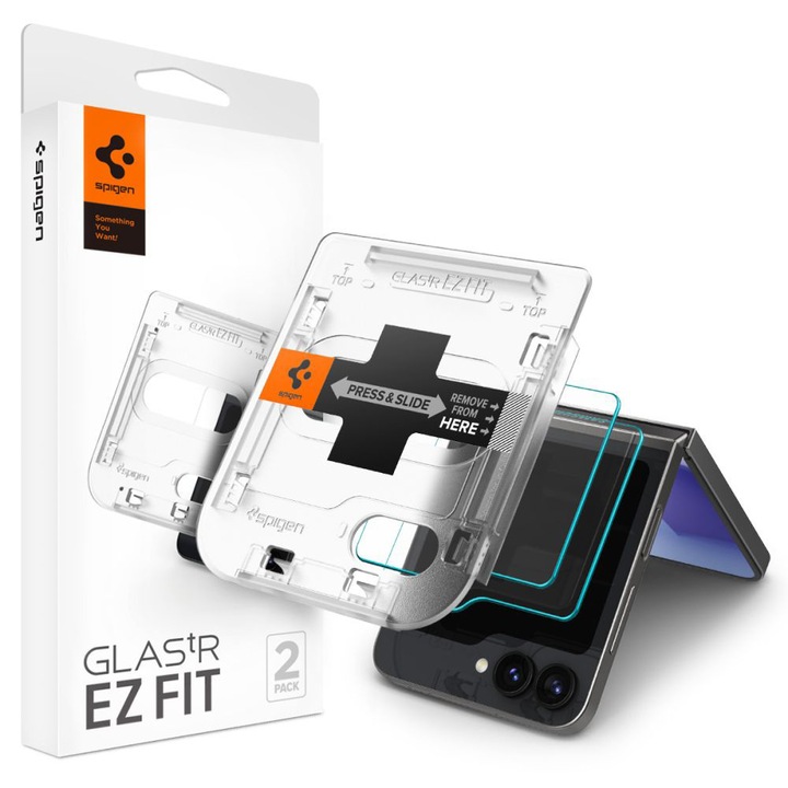 Spigen telefonfólia, 2 darabos csomag, edzett üveg, átlátszó, Samsung Galaxy Z Flip6 / Flip7 FE-hez