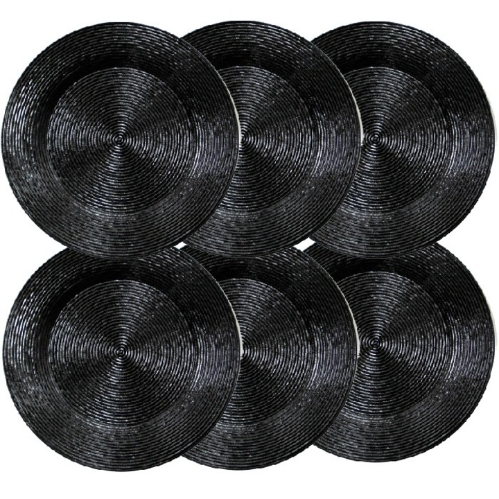 Set 6 farfurii suport RAKI WICKED polipropilena 33cm neagra