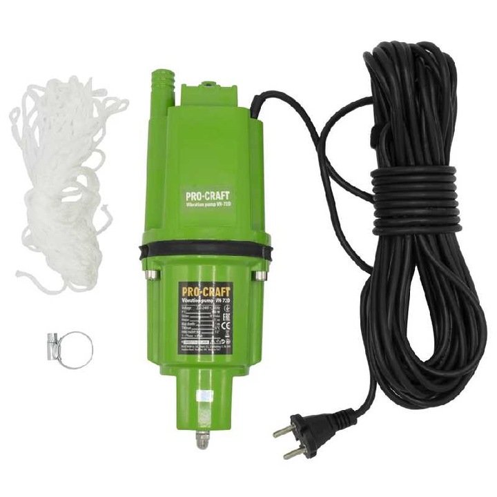 Pro-craft VN-72D Pompă cu vibrații – Instalație de apă menajeră, 1320 l/h, până la 72 m adâncime