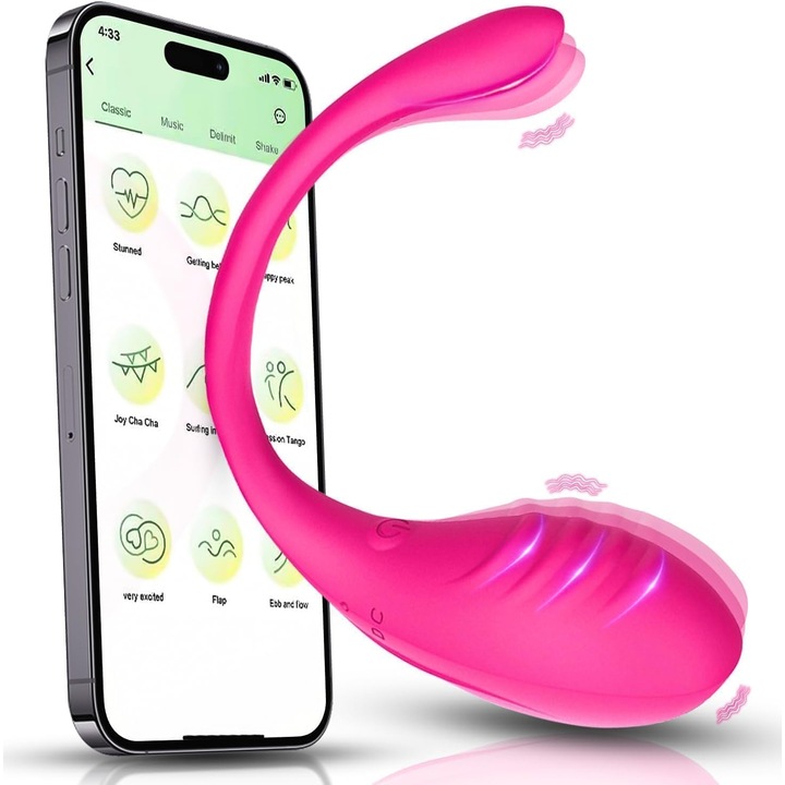 Junishu® Vibrátor, 10 különböző móddal, személyre szabott rezgésfunkcióval, vízálló, újratölthető, Bluetooth kapcsolattal, alkalmazásvezérléssel, szilikon, rózsaszín