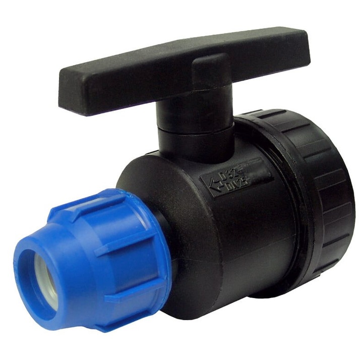 PEHD keresztszelep nyomócsatlakozóval FI 32 mm 1 hüvelyk 18810-4-D