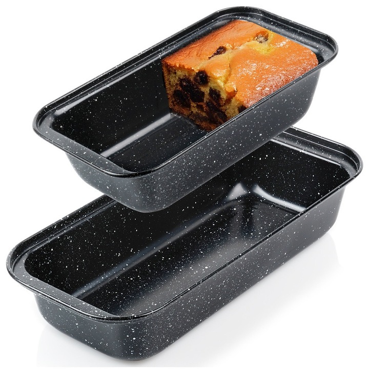 Комплект от 2 форми за печене, Vilde, 30x13x5.5 см и 25.5x13x6 см, графит, въглеродна стомана с гранитно покритие, устойчиви на високи температури до 230°C, равномерно печене, лесни за почистване