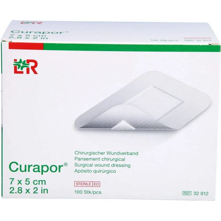 CURAPOR Pansament Chirurgical Steril Pentru Rani, 5x7 cm, 100 buc