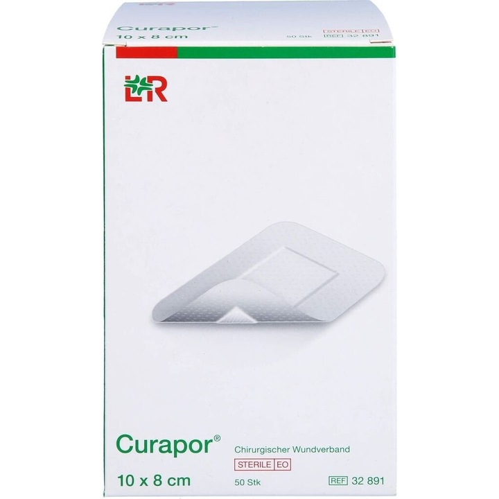 CURAPOR Pansament Chirurgical Steril Pentru Rani, 10x8 cm, 50 buc