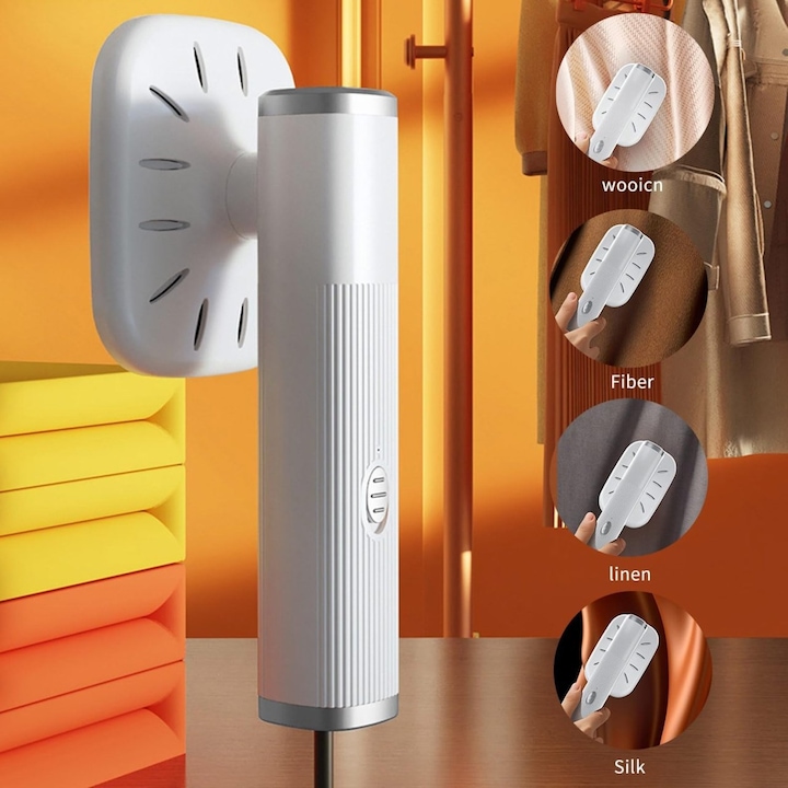 Aparat de calcat cu aburi, portabil, rotativ la 180°, putere 32 W, pentru toate tipurile de material, capacitate 20 ml, alb