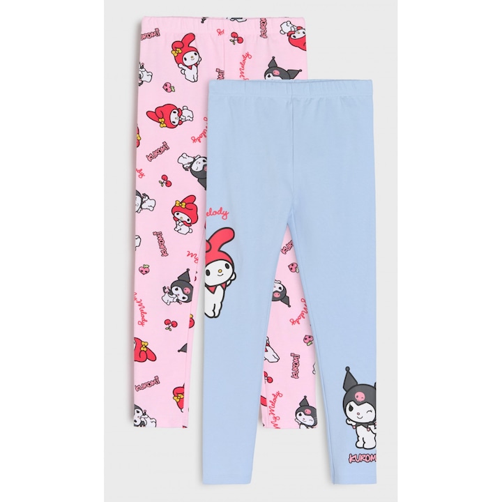 Set 2 colanti lungi din bumbac Hello Kitty 32567, Roz