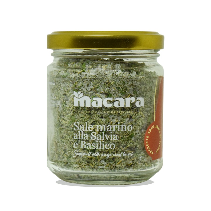 Sare de mare siciliana cu salvie si busuioc, 300 g