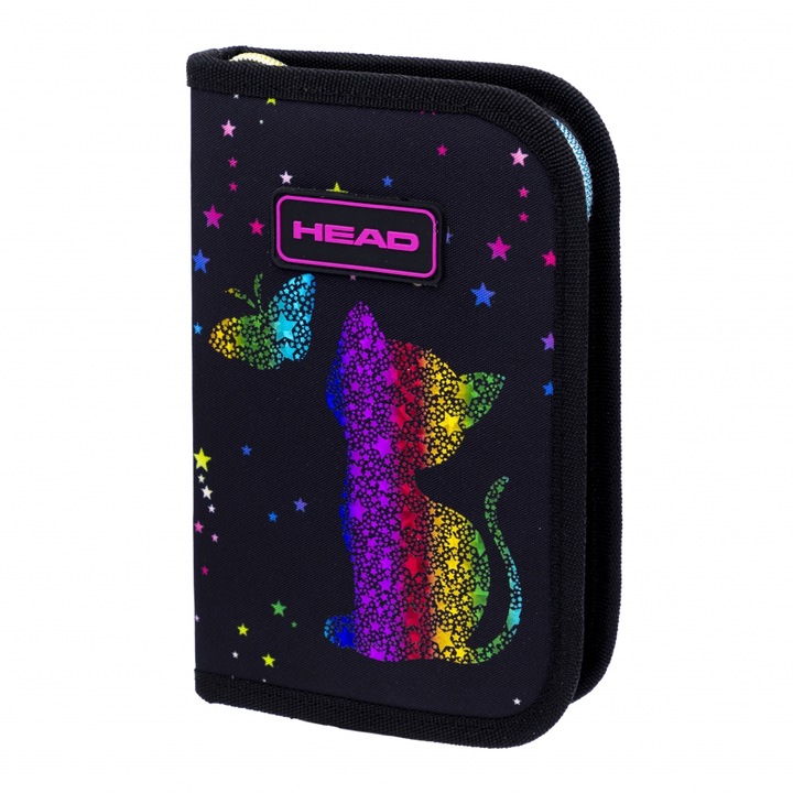 Egyszerű tolltartó kiegészítők nélkül, Fej, Arany cica hatású, AC1, 20 x 14 x 3,5 cm