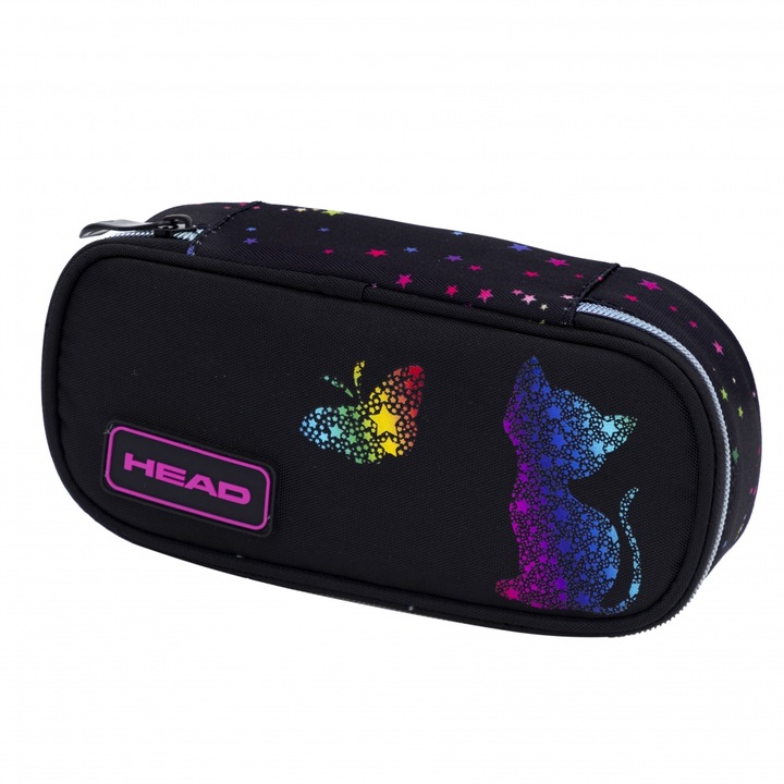 Egyszerű tolltartó kiegészítők nélkül, Fej, Arany cica hatású, AC6, 22 x 9 x 5 cm