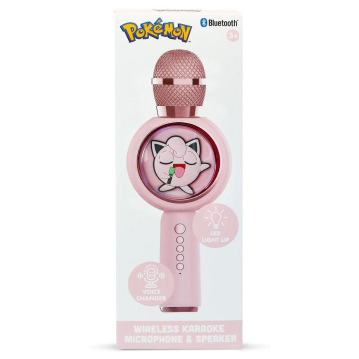 Microfon Karaoke OTL Pokemon Jiggly Puff, roz, bluetooth, 2 în 1, 1200mAh