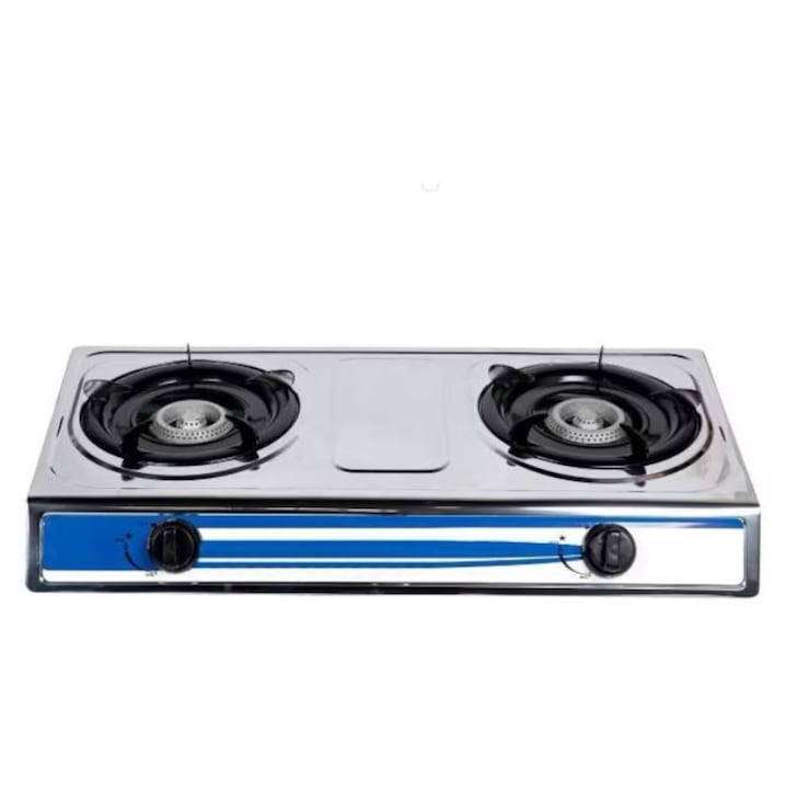 Aragaz Portabil Inox Cu 2 Arzatoare Din Fonta, Putere 2.5 kW, Dimensiuni 71.5x38x9.4 cm, Functionare GPL, Design Compact Si Eficient, Ideal Pentru Gatit Rapid In Bucatarie, Camping Sau Terasa