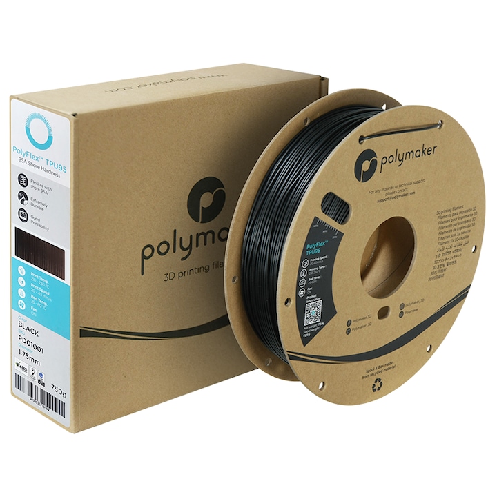 Polymaker PolyFlex TPU 95A filament, 2,85 mm, 750 g, fekete szín