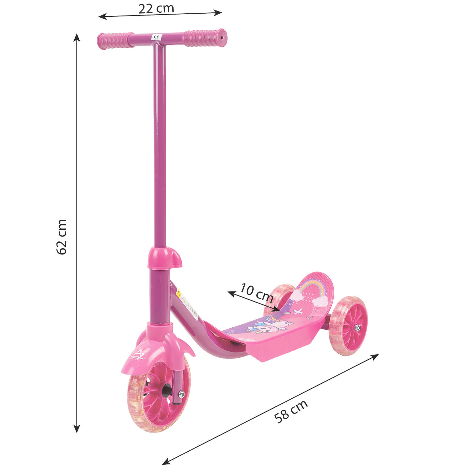 yunn⭐︎kids LIFE Trotineta de copii Action One Little Rainbow Unicorn, roz