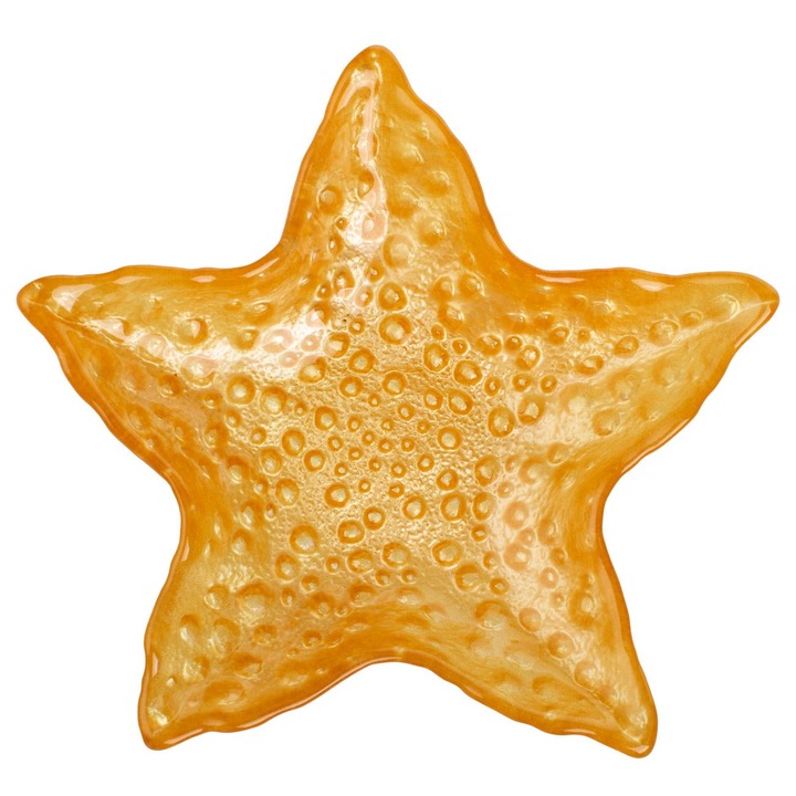Оранжева стъклена купа и чиния във формата на морска звезда 16x16x2.5см