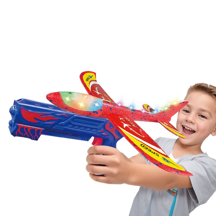 Arma Lansator Avion Rosu cu Lumina 33cm
