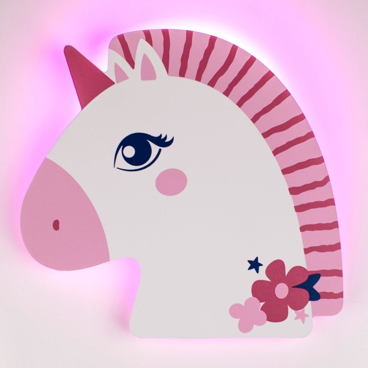 Lampa unicorn alb roz cu led 23.5x23cm