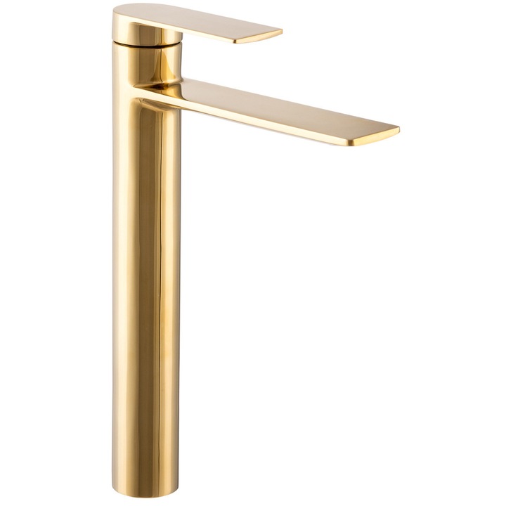 Baterie De Chiuveta Inalta, Granitan, Faro, Inaltime Totala 300 mm x Raza De Actiune A Duzei 160 mm x Inaltime Pana La Duza 245 mm, Aurie, Cartus Ceramic, Orificiu De Montaj 35 mm, Acoperire Rezistenta La Temperaturi Ridicate Si La Decolorare