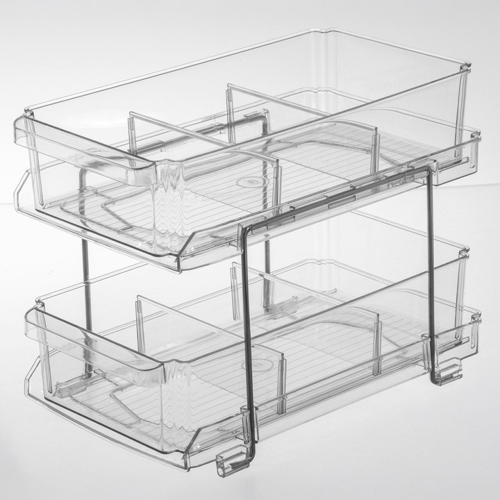 Sertar organizator transparent cu 2 nivele 32x18.5x23cm - 9l