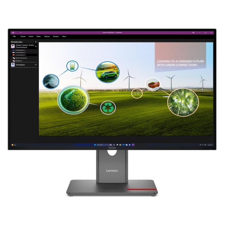 Monitor IPS LED Lenovo ThinkVision 27" P27Q-40, WQHD 2560 x 1440, HDMI, DisplayPort, Pivot, 120 Hz, 4 ms Fekete