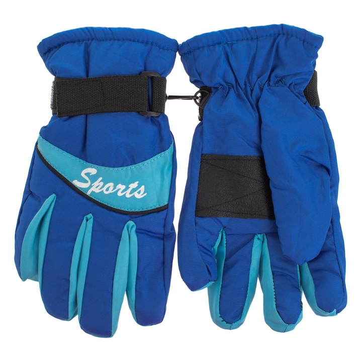 Manusi schi albastre bleu cu banda pentru baieti 12 ani