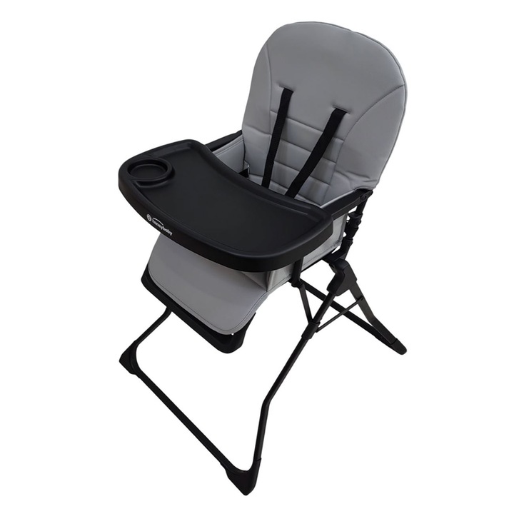 Scaun de Masa pentru Copii, Gri-Negru, Pliabil, 6–36 Luni