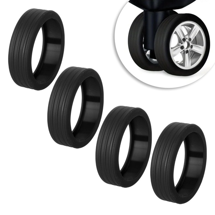 Калъфи за колела за куфар, 4 броя, Черен