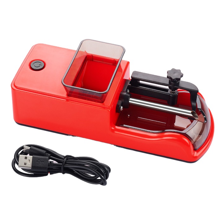 Masina electrica de tigari, 3 dimensiuni tuburi metalice, 8mm, 6.5mm, 5.5mm, dimensiuni 19.2x6.7x7.2cm, Rosu