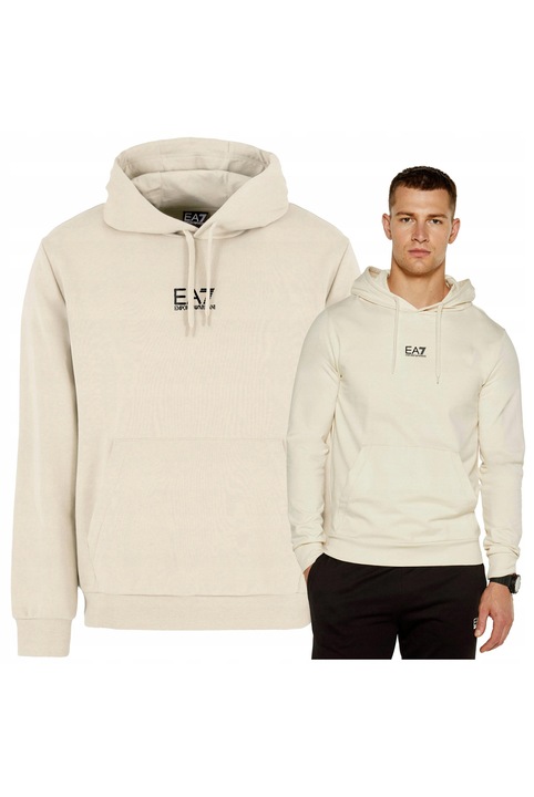 Férfi pulóver, Emporio Armani, pamut, elasztán, teljes hossz, ujjhossz, normál fazon, ekrü, Ekrü