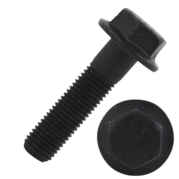 Set 4 buc, Surub cap hexagonal si guler, inalta rezistenta DIN 6921-10.9 M14x50/36, negru, pas fin