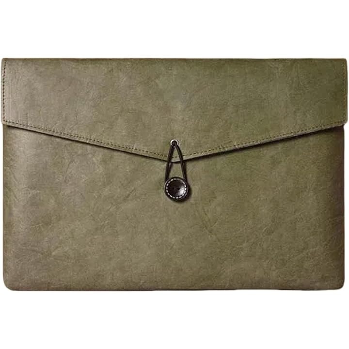 Geanta ultra-usoara pentru laptop 14 inch, cu captuseala din hartie Dupont, husa protectie pentru tableta, culoare verde masliniu, ideala pentru birou, scoala si calatorii, accesoriu durabil si practic pentru transportul dispozitivelor electronice