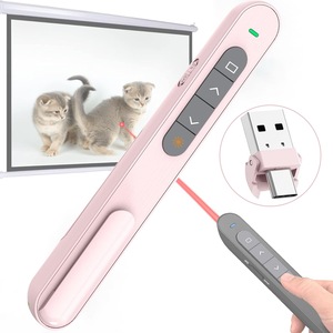 Prezentator wireless, indicator laser multifunctional, interfete duale USB si Type-C imbunatatite pentru prezentari media, roz