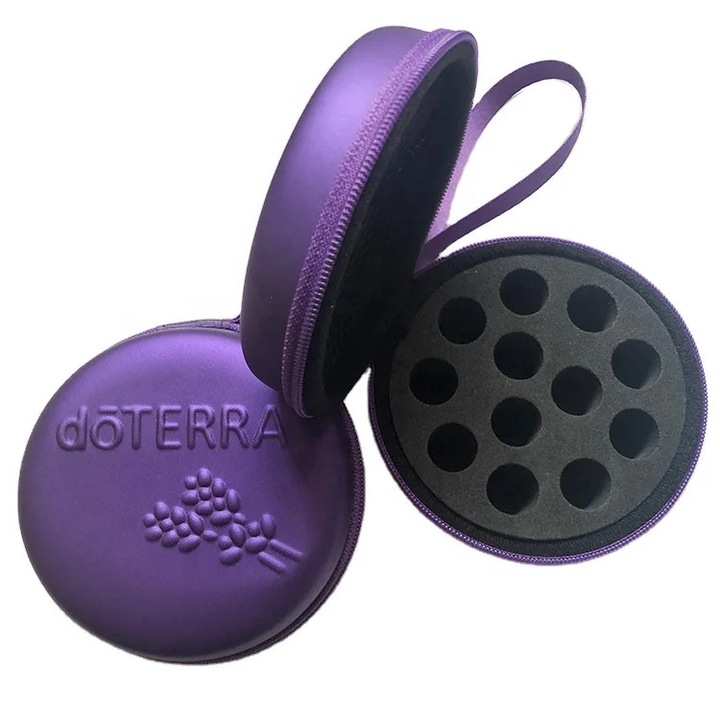 Doterra kerek táska 12 db 1 ml-es és 2 ml-es üveghez, cipzáras hordozórendszerezővel