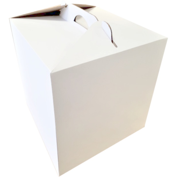 Set 25 buc cutii tort albe cu maner 28x28x30 cm