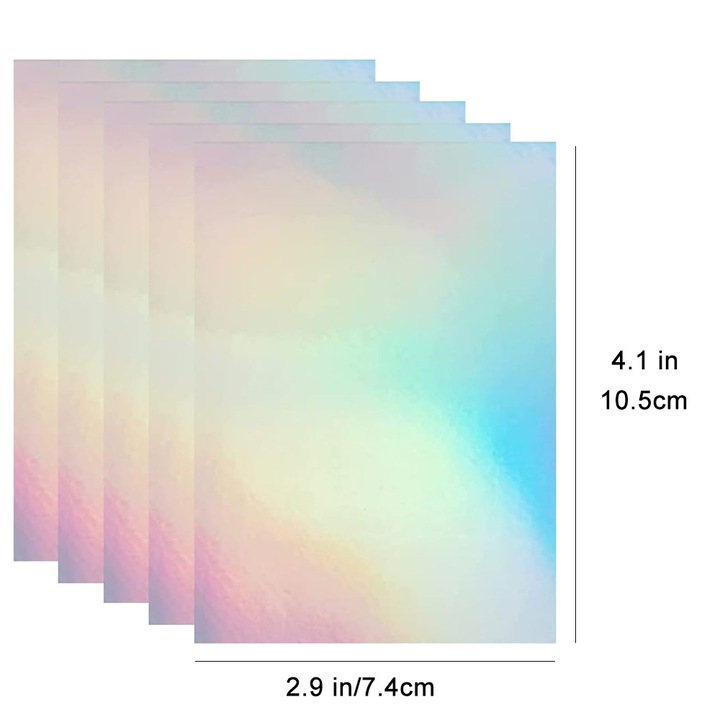Eshang Holografikus Lamináló Fólia Készlet, 50 Lap, Szivárvány, 3", Öntapadós