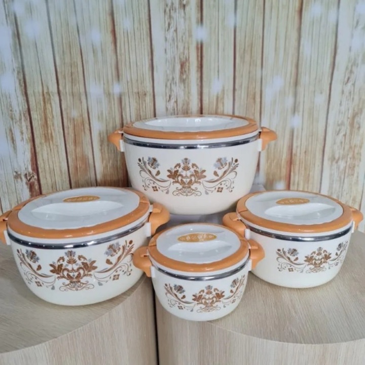 Set Termosuri Mancare, Design Elegant Floral, 4 Recipiente cu Capac, Multicolor