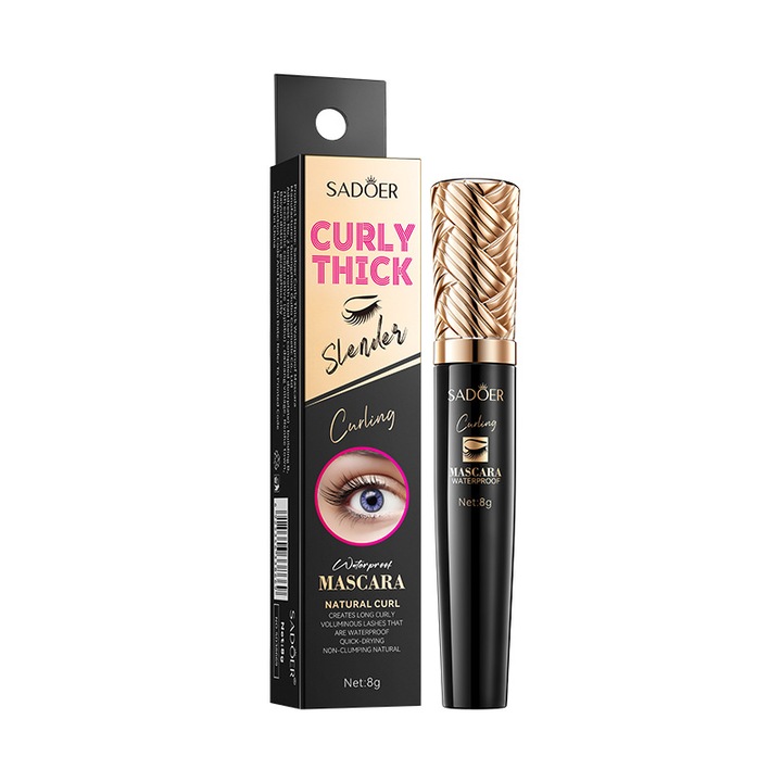 Mascara volumizant si curling Sadoer, 8g, waterproof, rezistent la transpiratie