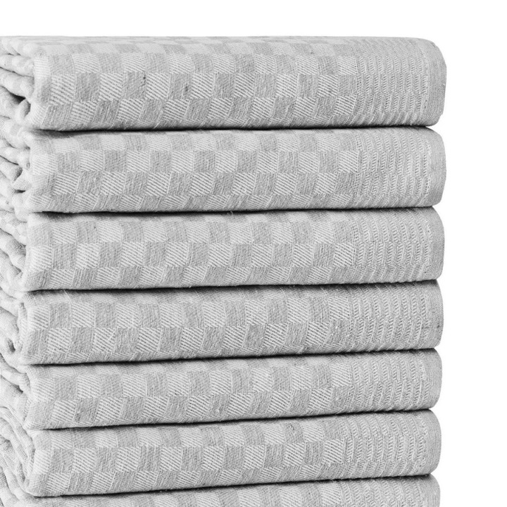 Set 10 prosoape de bucatarie DC Home Lola, carouri, gri deschis, 40x60 cm