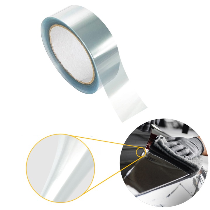 Banda autocolanta de protectie pentru consola interioara auto, 5 x 200 cm, DecoMeister®, Model Transparent, FT007-005-0200S