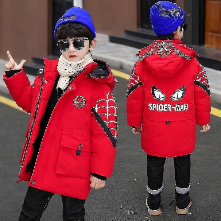 Jacheta cu gluga copii, rosie, calduroasa