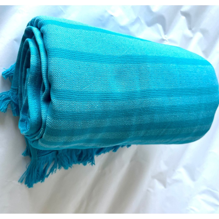 Кърпа за плаж, басейн или СПА, 100% памук, хотелско качество, плътност 320 гр/м2, 90X160 см, переща се, абсорбираща, бързосъхнеща, 1 бр. тюркоазено синя