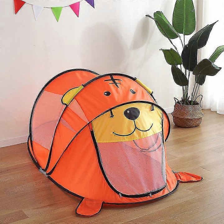 Сгъваема палатка за деца, къщичка за игра, тигър, 182x95x82см