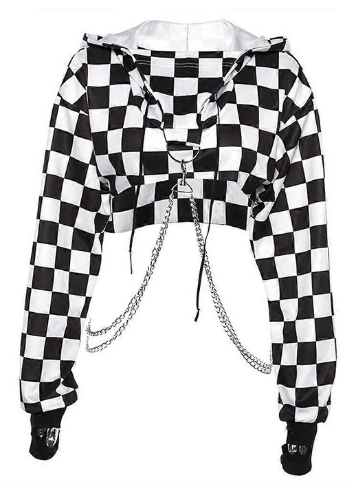 Hanorac scurt dama, poliester, negru/alb, 2XL INTL