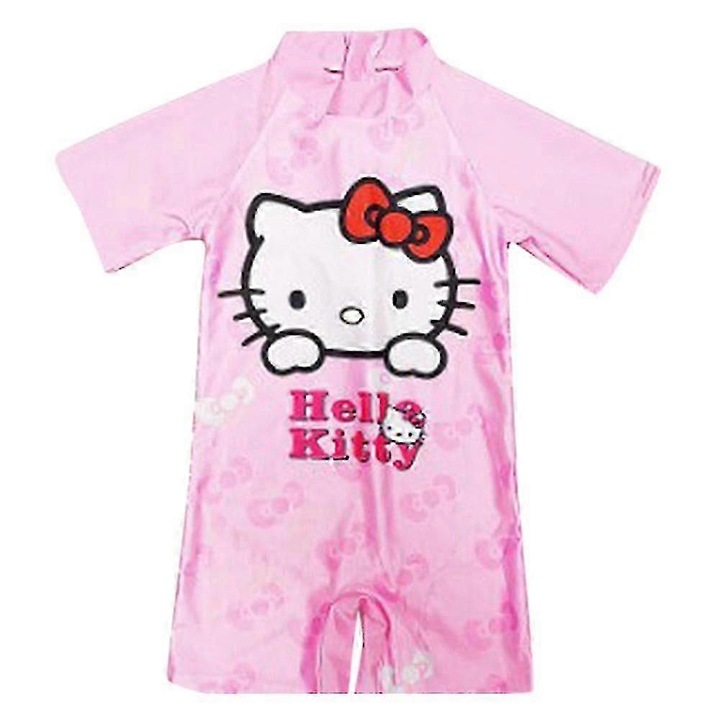 Gyerek fürdőruha, Hello Kitty, rövid ujjú, poliészter, rózsaszín