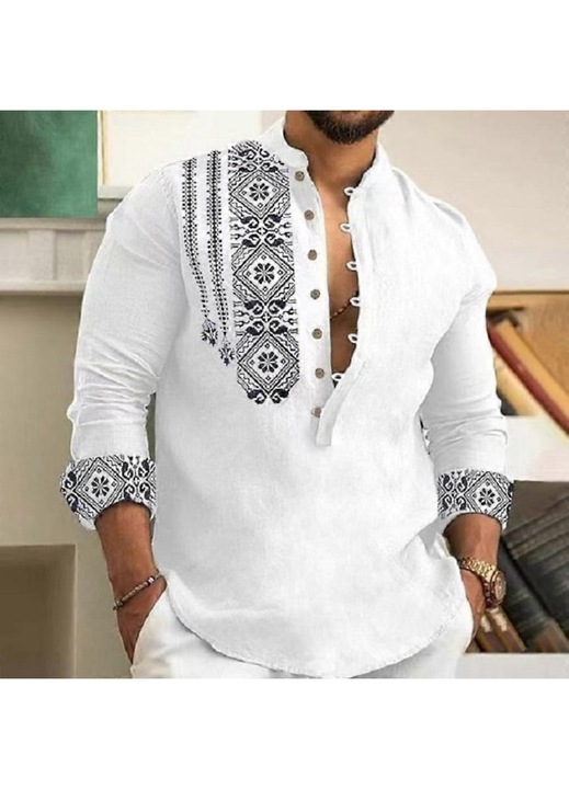 Ferfi ing, mintas, polieszter, Fehér