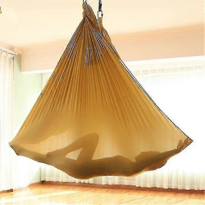 Hamac pentru yoga aeriala, 150x280cm, auriu, material moale, fara manere