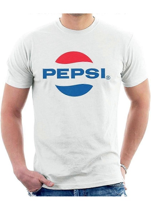 Tricou barbati, alb, bumbac premium, cusaturi duble Pepsi, L INTL