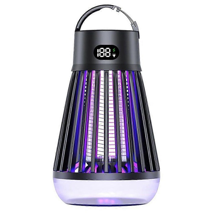 Лампа против насекоми Zappify 2.0, преносима, презареждаща се чрез USB, черна, за употреба на открито