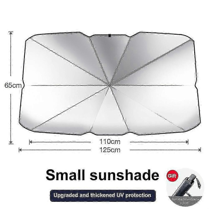Parasolar auto Moyidea, set, argintiu, dimensiuni mari 140x126x80cm si mici 125x110x65cm