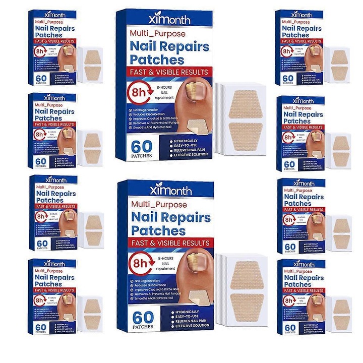 Set 60 plasturi pentru tratamentul ciupercii unghiei, reparare unghii, 2.8x2.3cm, 10 cutii