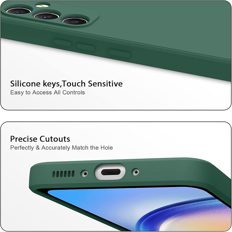 Husa pentru Samsung Galaxy A35, silicon lichid, Calitate Premium, Interior din Microfibra, Protectie Sporita, Antisoc, Verde inchis